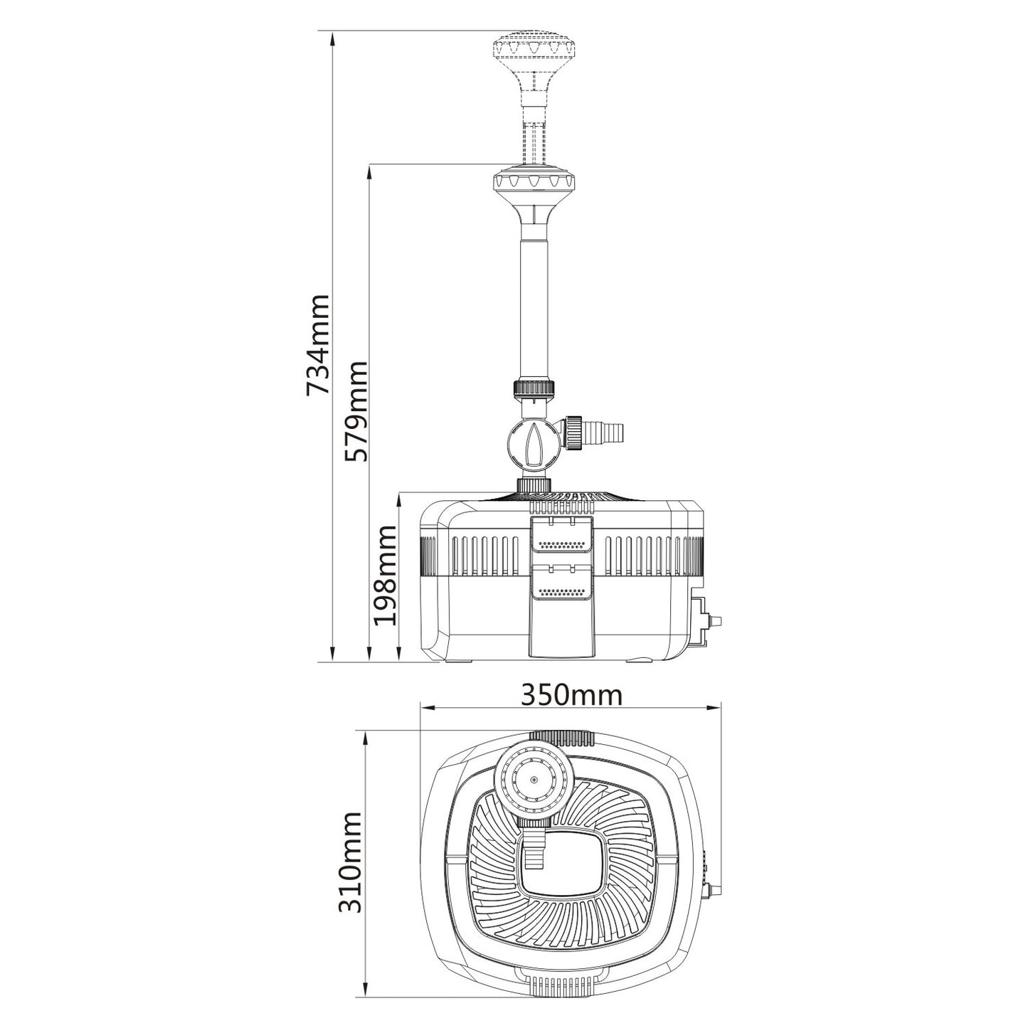 BluFilter 5211 - Dammpump med filterset, 11W UV-C och fontänset