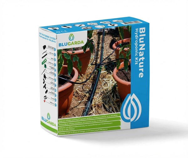 BluNature Hydroponic Kit - Ultimate Irrigation System for Vegetable Garden or Greenhouse up to 160 Plants